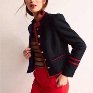 Boden Navy blue Cambridge Military Jacket with Red Trim and Brass Buttons